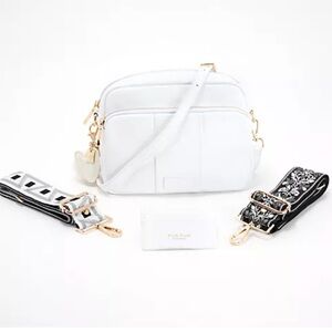 White Quilted Crossbody Bag with Gold Hardware